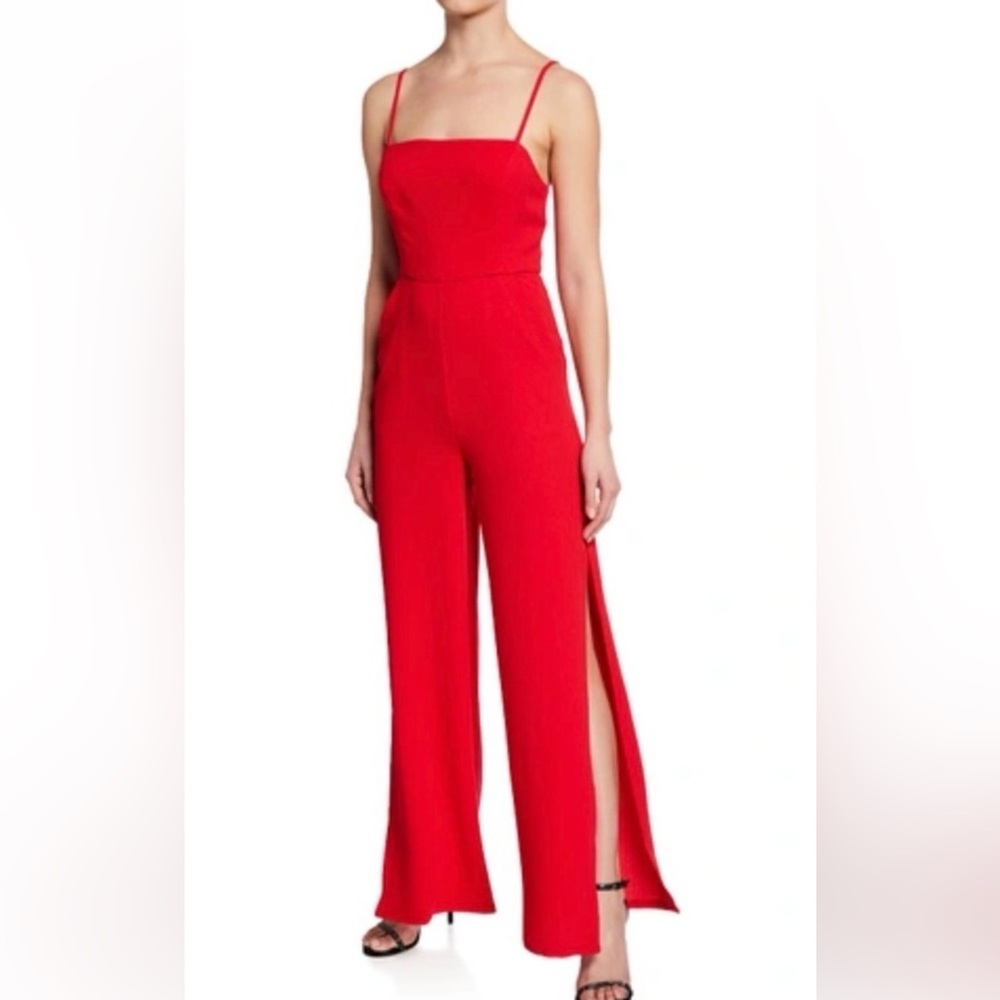 BCBGeneration Red Square Neck Jumpsuit NWT size 4